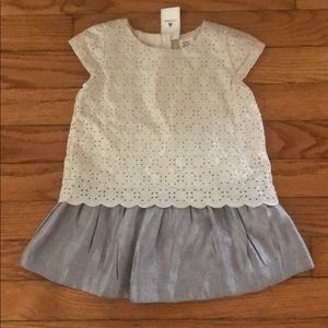 Baby GAP dress pale gold eyelet with silver skirt